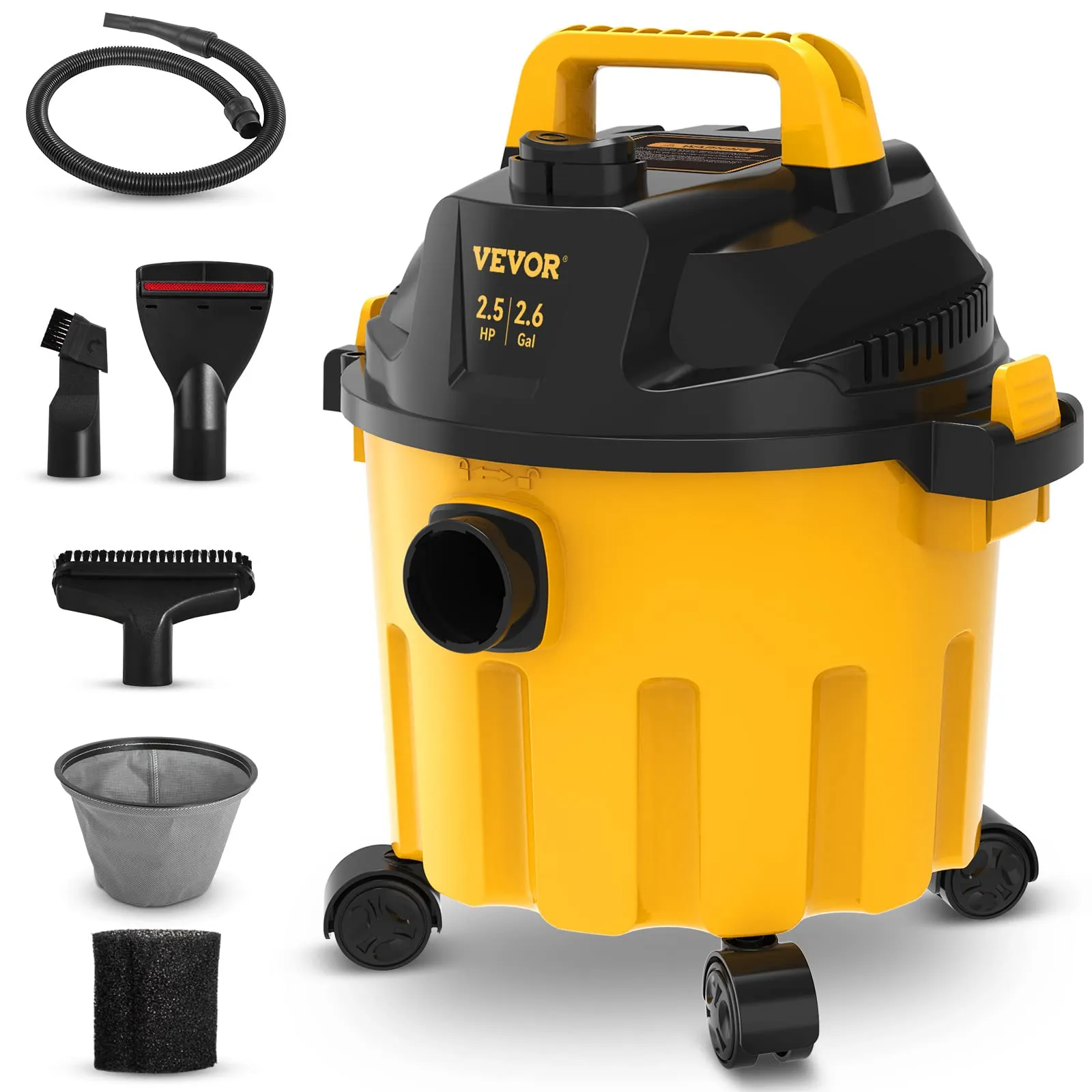 VEVOR Wet Dry Vac 2.6 Gallon 2.5 Peak HP 3 in 1 Portable Shop Vacuum with Blowing Function