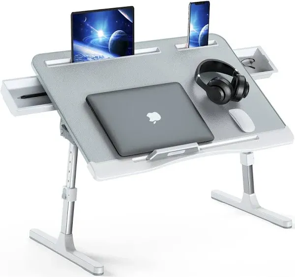 Foldable Laptop Bed Tray Desk Adjustable Table F8L X-Large Grey for Bed Sofa