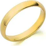 Jewelstop 14K Solid Gold 3mm Polished Plain Wedding Band Ring