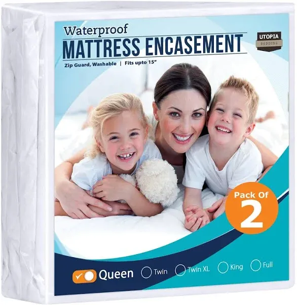 Utopia Bedding Zippered Mattress Encasement Queen - 100% Waterproof And Bed Bug Proof Mattress Protector - Absorbent, Six-Sided Mattress Cover