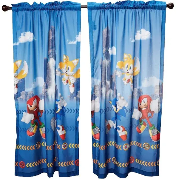 Franco Kids Room Window Curtain Panels Drapes Set Sonic The Hedgehog