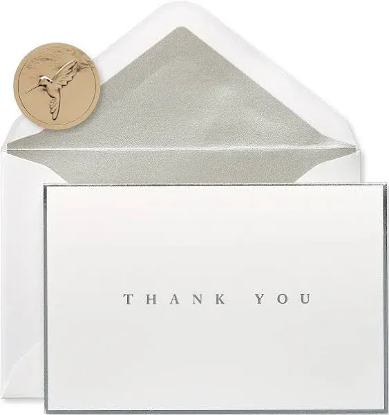 Papyrus Thank You Cards with Envelopes Silver Border 16-Count