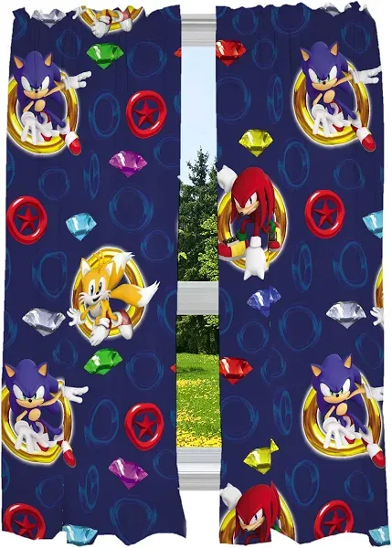 Franco Kids Room Window Curtains Drapes Set Sonic The Hedgehog Anime