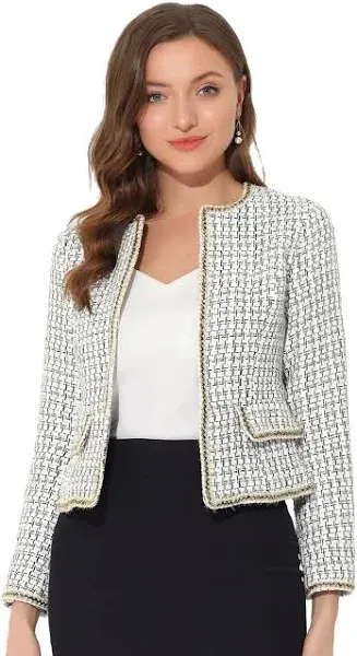 Plaid Tweed Cropped Blazer