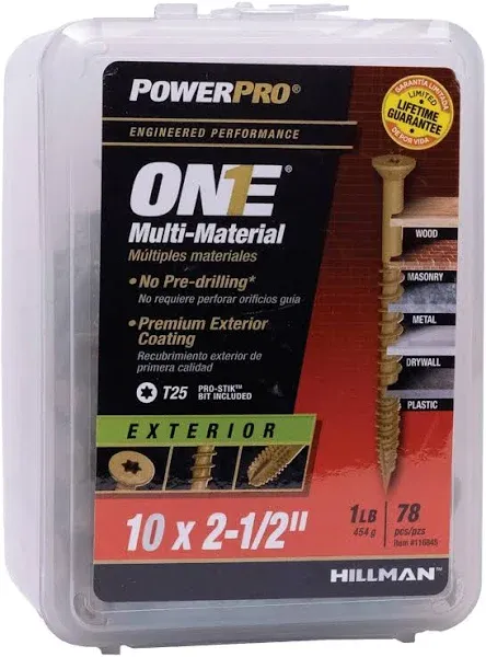 Hillman Power Pro ONE Multi-Material Exterior Screws