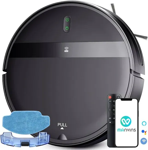 Robot Vacuum Mop Combo, WiFi/App/Alexa, 2-in-1 Robot Vacuum and Mop Combo, Robotic Vacuum Cleaner, Self-Charging, Quiet, Tangle-Free Suction Robot Vacuum Cleaner for Pet Hair/Carpet/Hard Floor