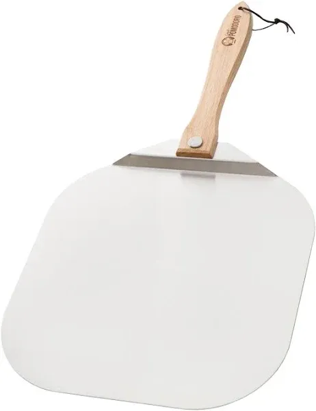 Chef Pomodoro Pizza Peel 36 x 40 cm, Pizza Paddle with Safety Backstep and Foldable Wood Handle for Easy Storage, Metal Pizza Peel for Baking Homemad