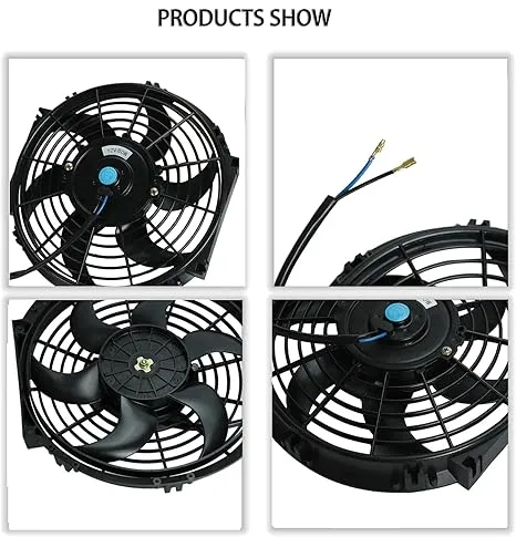 10 Inch Universal Slim Fan Push Pull Electric Radiator 12V 80W High Performance Cooling Fan Mount Kit Black 2 Pcs