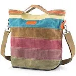 Snug Star Canvas Handbag Multi-Color Striped Lattice Cross Body Shoulder Purse Bag Tote-Handbag for Women (Multi Color D)