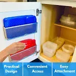 Slim Caddy LARGE Adhesive Cabinet Door Organizer | Optimize Your Cabinet Space | Kitchen Plastic Lids Organizer, Bathroom Accessories Storage, Under Sink, More | 2 PK, 10”L x 3.5”H x 1.8”D each