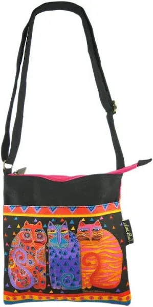 Laurel Burch 3 Cats Canvas Crossbody Bag Purse Shoulder Sun &amp; Sand New NEW Rare