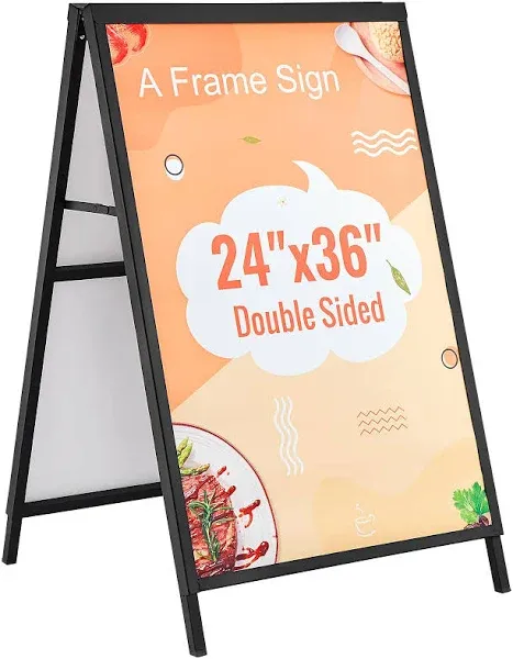 VEVOR A Frame Sidewalk Sign 24x36 Inch Heavy Duty Slide-in Signboard Holder XHBZA2436INCHM1FCV0