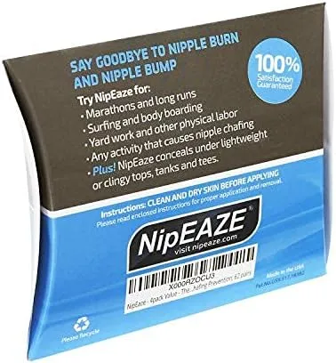 NipEaze - 4pack Value - The Original Transparent Nip Protector - Nipple Chafing Prevention; 62 pairs