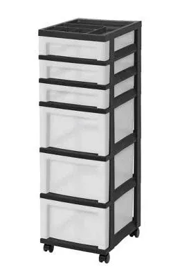 IRIS 6-Drawer Rolling Plastic Storage Drawer Cart