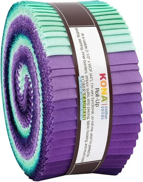 Kona Cotton Solids: Aurora Roll Up; 2.5 inch Strips - Robert Kaufman