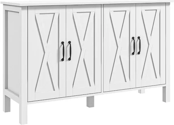 HOMCOM Buffet Cabinet, 47" Sideboard with 4 Barn Doors and 2 Adjustable Shelves ...