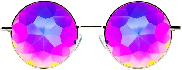 GloFX Imagine Kaleidoscope Glasses - Silver Intense Effects Rainbow Fractal Rave