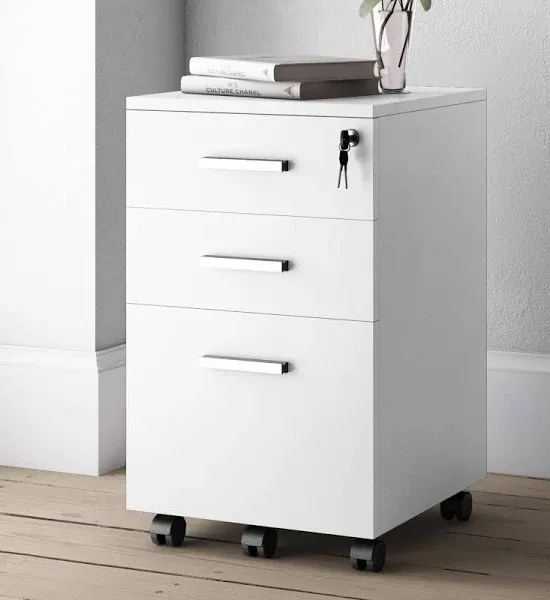 Lazio File Cabinet with Lock - Filing Cabinet for Home and Office - 3 Drawer Small Rolling File