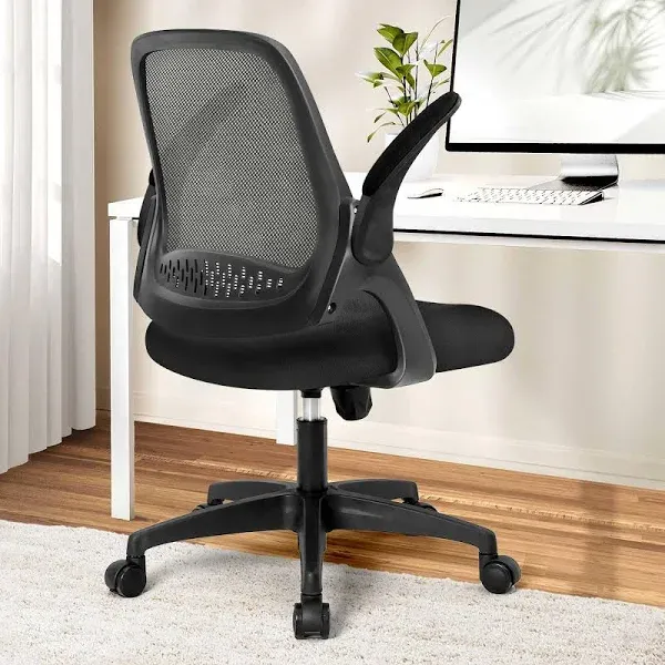 NEO CHAIR Office Desk Computer Gaming Chair with Executive Ergonomic Lumbar Back Support Flip-up Padded Armrest Adjustable Height and Wheels for Home or Office (Black)