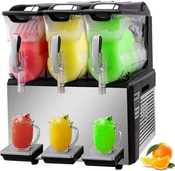 VEVOR Slush Frozen Drink Machine, 10LX3 Tanks Commercial Slushy Machine, 1250W Slush Drink Maker, Perfect for Restaurants Cafes Bars