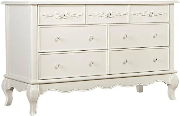 Evolur Aurora 7 Drawer Double Dresser - Blush Pink Pearl