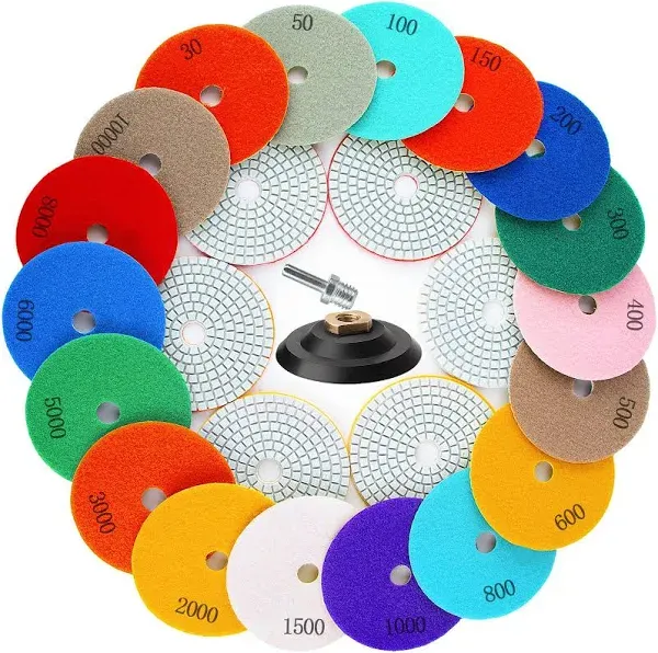 AMZKONIG 20 Pack 4 Inch Diamond Polishing Pads with 5/8’’-11 Backer Pad