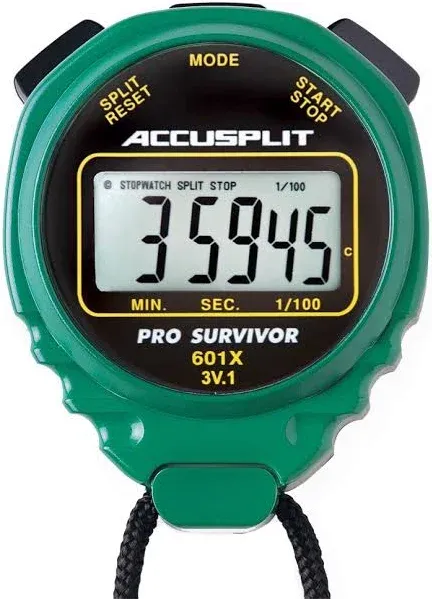 Stopwatch Accusplit Pro-Survivor 601XR RED Clock XL Large Display - NOS