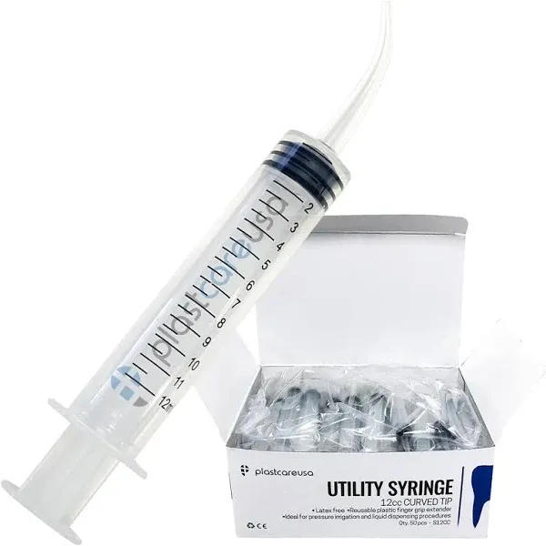 Monoject Curved Tip Irrigation Syringe 12 mL, Box of 50