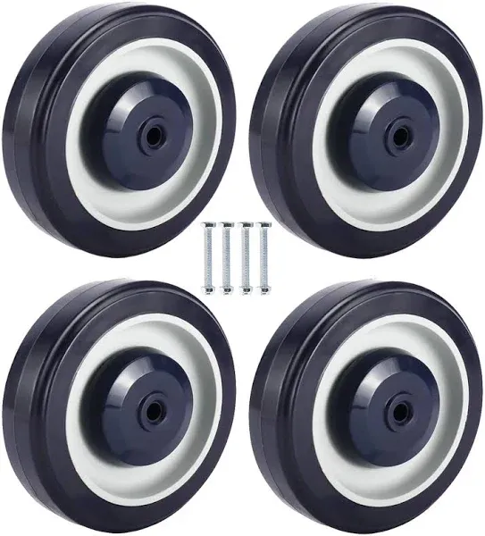 HighFree 5"Wheels for Cart, Shopping Cart Wheel Set of 4,Polyurethane (PU) Wheels,Cart Replacement Wheels Kit,5-inch Diameter Wheels with Axles Bolts