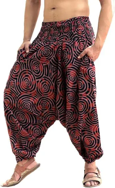 SARJANA HANDICRAFTS Men's Cotton Harem Yoga Baggy Genie Boho Pants