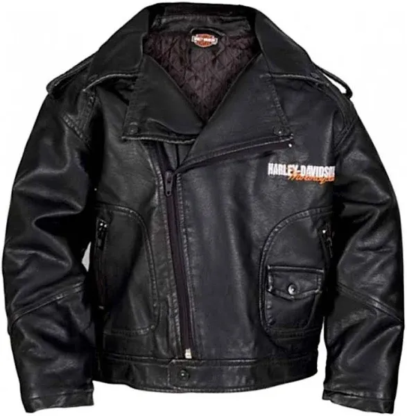 Harley-Davidson Baby Boys' Upwing Eagle Biker Pleather Jacket Black 0366074