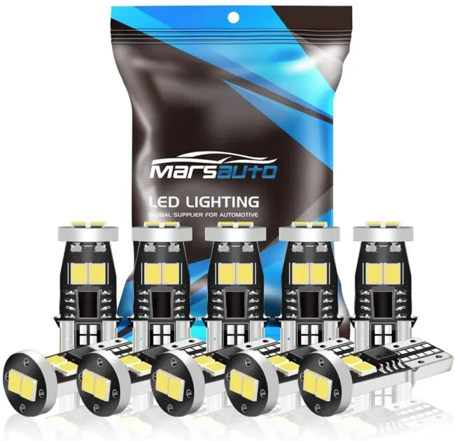 Marsauto 194 LED Bulbs T10 168 192 2825 W5W Replacement Bulbs for Interior Dome Map License Plate Lights Door Courtesy Trunk Lamp 480LM 6000K Xenon White（Pack of 10）