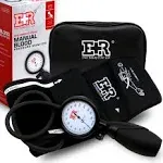 Ever Ready First Aid One Handed Palm Manual Blood Pressure Sphygmomanometer Monitor Reader, 8 ¾” to 16”, Lined Cuff with D-Ring - Large Adult