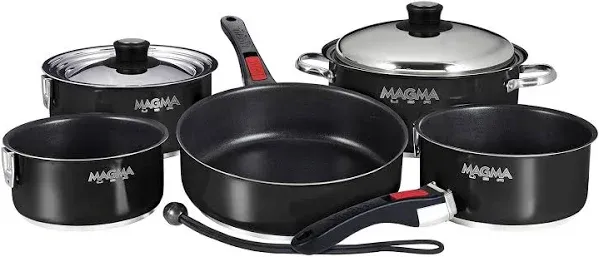 Magma Ceramica 10-Piece Induction Compatible Nesting Cookware Set, Silver