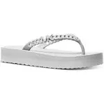 Michael Kors Women's Zaza Chain Flip Flop Sandals - Silver - Size 9