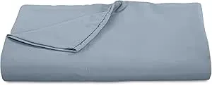 ROYALE LINENS 300 Thread Count 100% Long Staple Combed Cotton Flat Sheet- Super Soft - Top Sheet - Queen Flat Sheet Sold Separately - Breathable Cool & Crisp Percale Flat Sheet Only (Queen, Cool Blue)