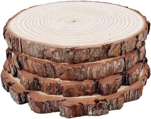 Natural Round Discs Rustic Wood Slices 5 Pcs 7-8 inch Unfinished Wood kit Cir...