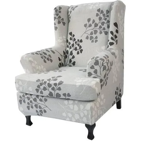 NILUOH Wing Chair Slipcovers 2 Pieces Stretch Spandex Wingback Chair Covers Sofa Slipcover Printing Wingback Armchair Slipcovers Furniture Protector