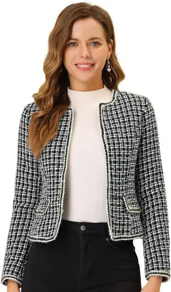 Open Front Work Office Short Jacket Black