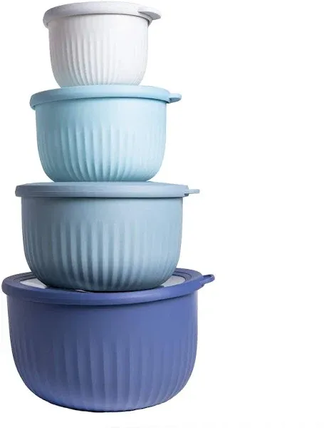 COOK with COLOR Prep Bowls Mixing Bowls Nesting Plastic Prep Bowl Set with Lids Small Bowls