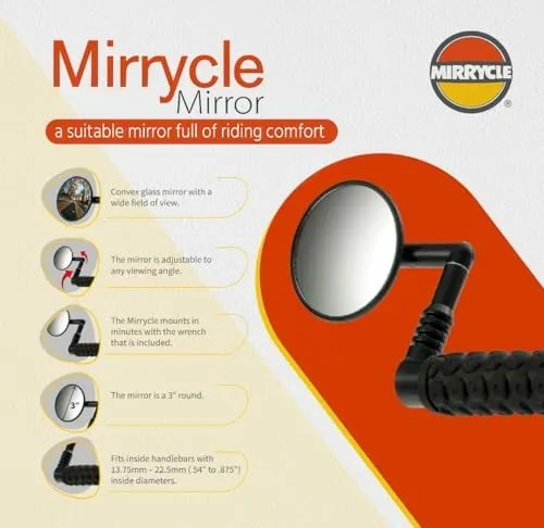 Mirrycle Mountain Handlebar Mirror Bicycle Handlebar Grip End Mount