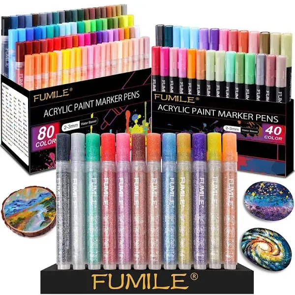 FUMILE ??? ?????? ??????? ????? ??????, Include Metallic Color(28PCS),Blink Color(12 PCS) and Normal Color(80PCS). Ideal for Rock, Wood, Metal, Plastic, Glass, Easter Egg.