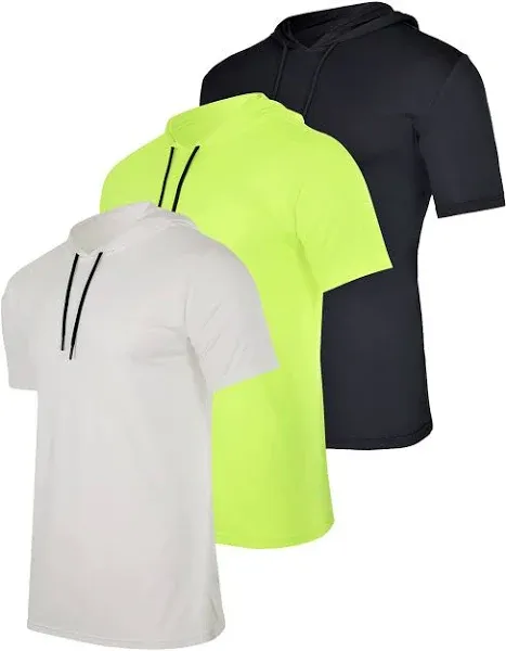 Real Essentials 3 Pack: Men&#039;s Dry Fit Short Sleeve Active Athletic Hoodie Pullov