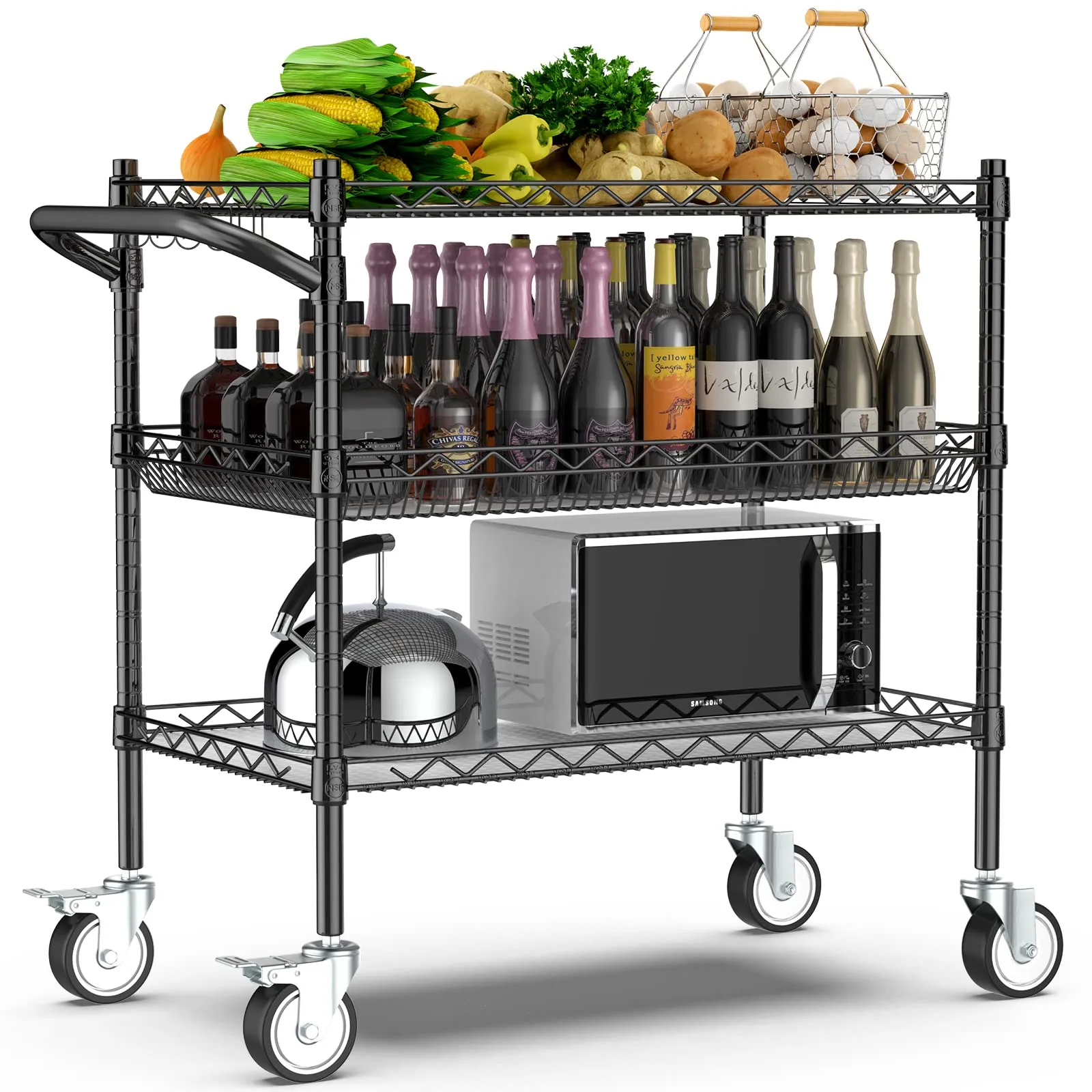 Heavy Duty 3 Tier Rolling Utility Cart