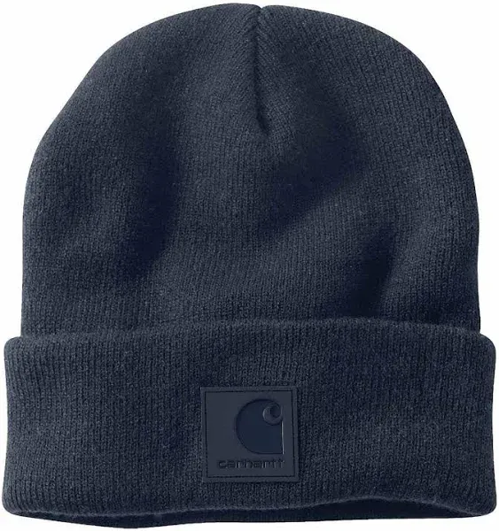 Carhartt Knit Leather Patch Beanie - Fog Blue - One Size Fits Most