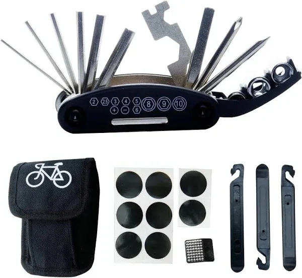 DAWAY Bike Repair Tool Kits - Bicycle Repair Bag & 120 PSI Bike Pump or Saddle Bag Set, with 16 in 1 Bicycle Multitool, Bike Tire Levers Wrench, Portable Patches Fixes - Practical Cycling Accessories