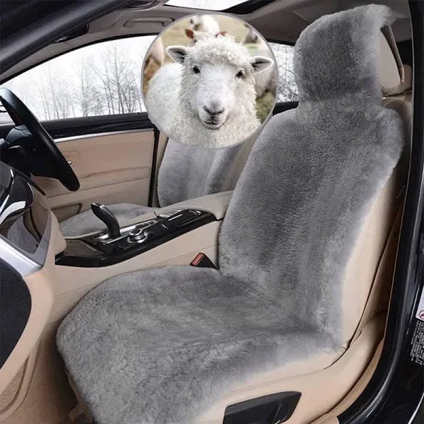 Real Genuine Sheepskin Seat Covers for Cars SUV Trucks Van RV Front Seats She...