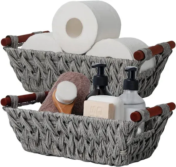 GRANNY SAYS 2-Pack Wicker Storage Baskets, Baskets for Organizing, Gray