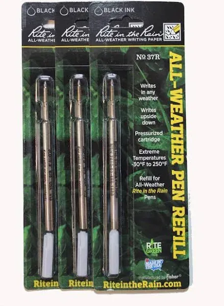 3 Pack All Weather Rite in the Rain Pen Refills Black Fine Point