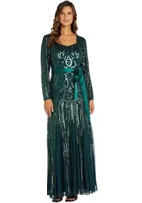 Embellished Godet Gown In Hunter